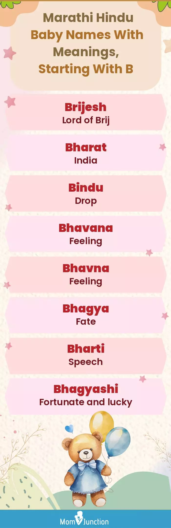  Marathi Hindu Baby Names with Meanings, Starting With B(infographic)