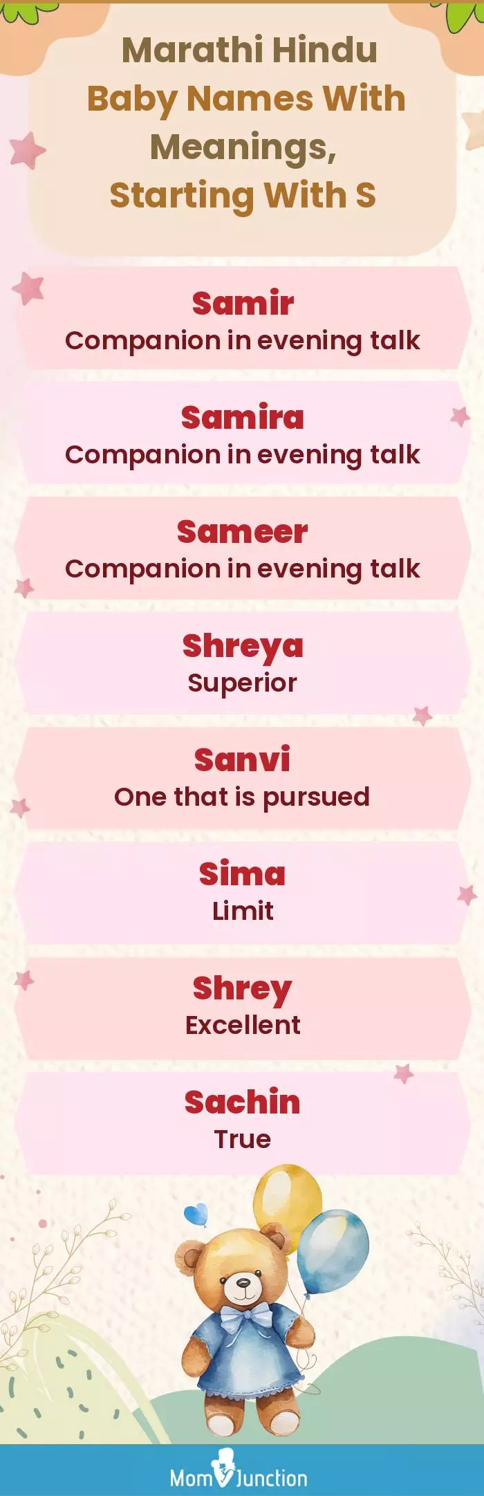  Marathi Hindu Baby Names with Meanings, Starting With S(infographic)