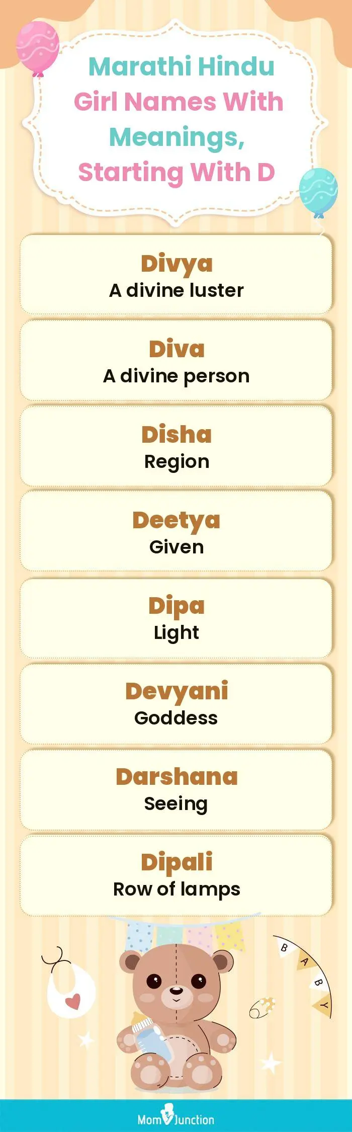  Marathi Hindu Girl Names with Meanings, Starting With D(infographic)