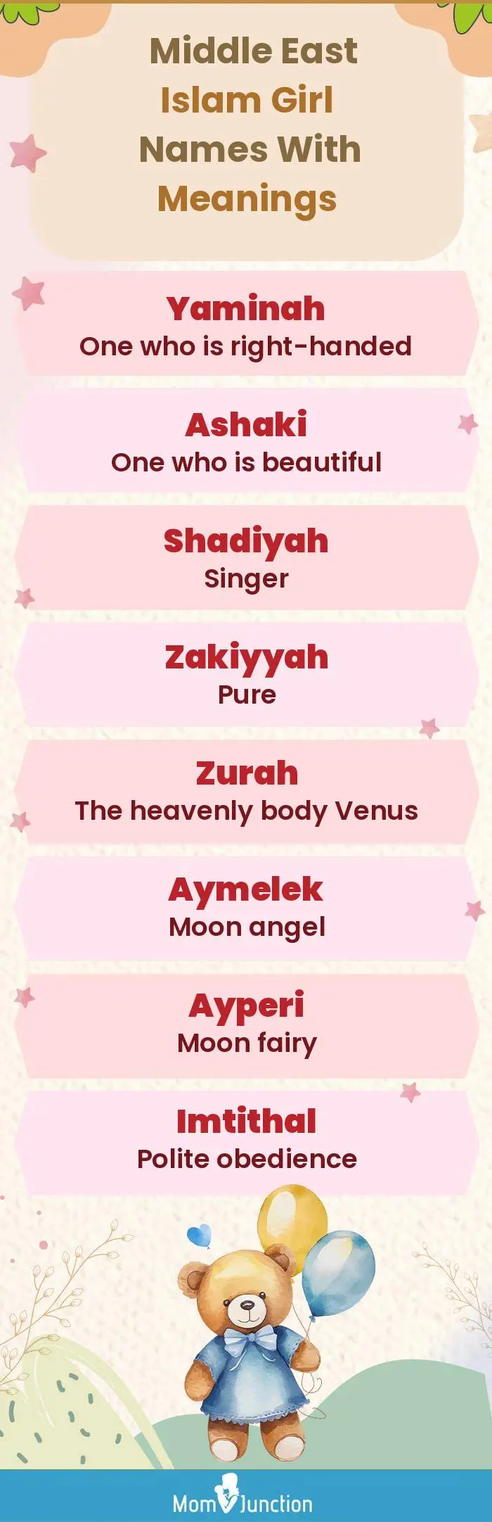  Middle East Islam Girl Names with Meanings(infographic)