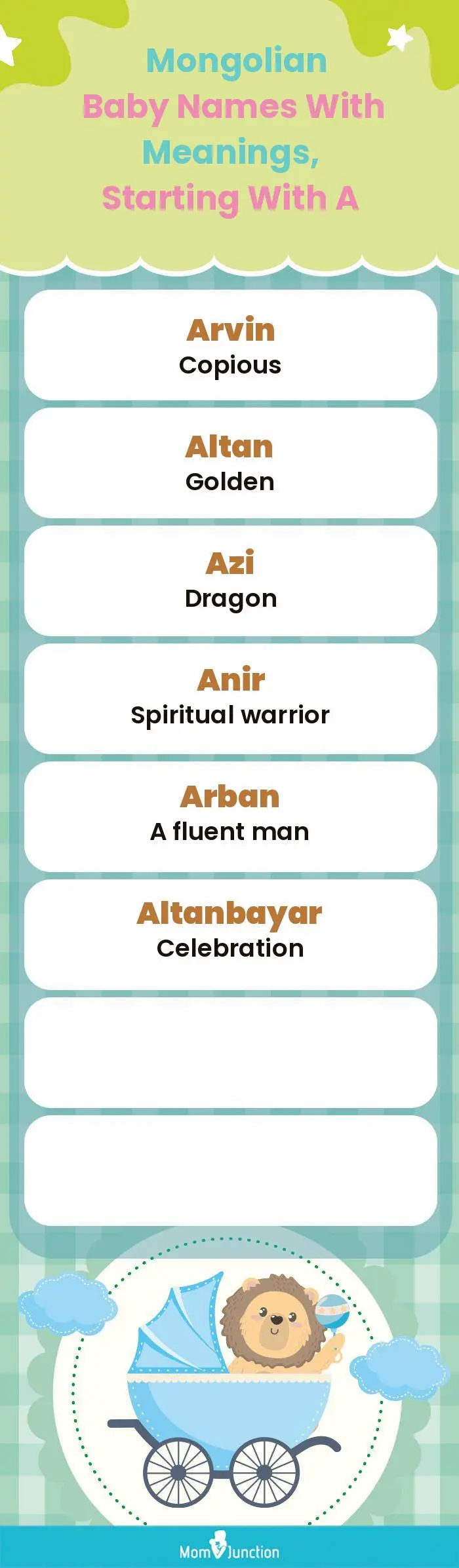  Mongolian Baby Names with Meanings, Starting With A(infographic)