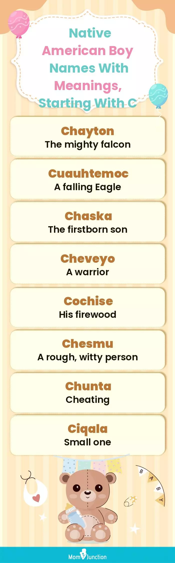  Native American Boy Names with Meanings, Starting With C(infographic)