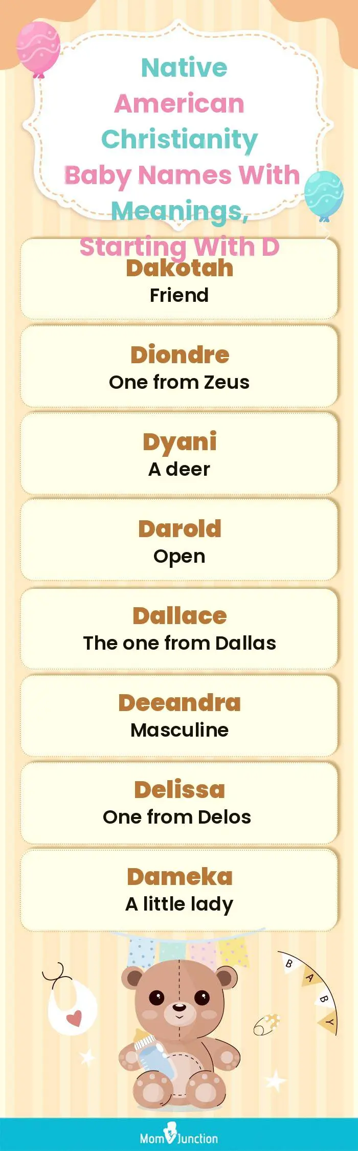 Native American Christianity Baby Names with Meanings, Starting With D(infographic)