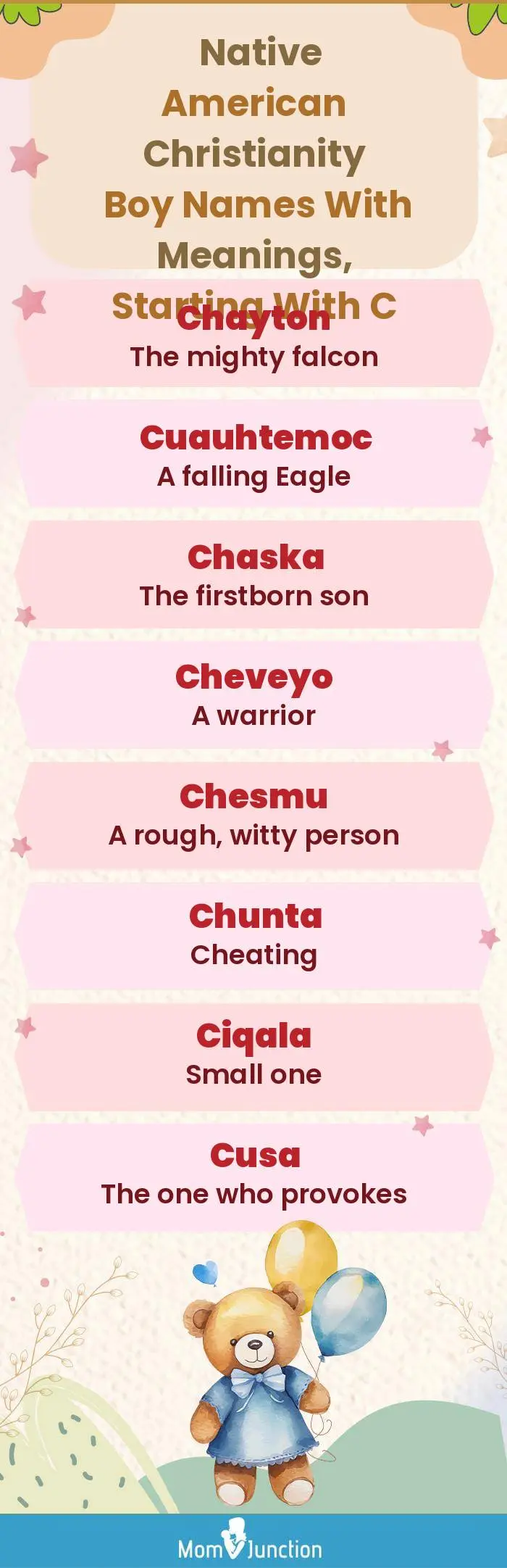  Native American Christianity Boy Names with Meanings, Starting With C(infographic)