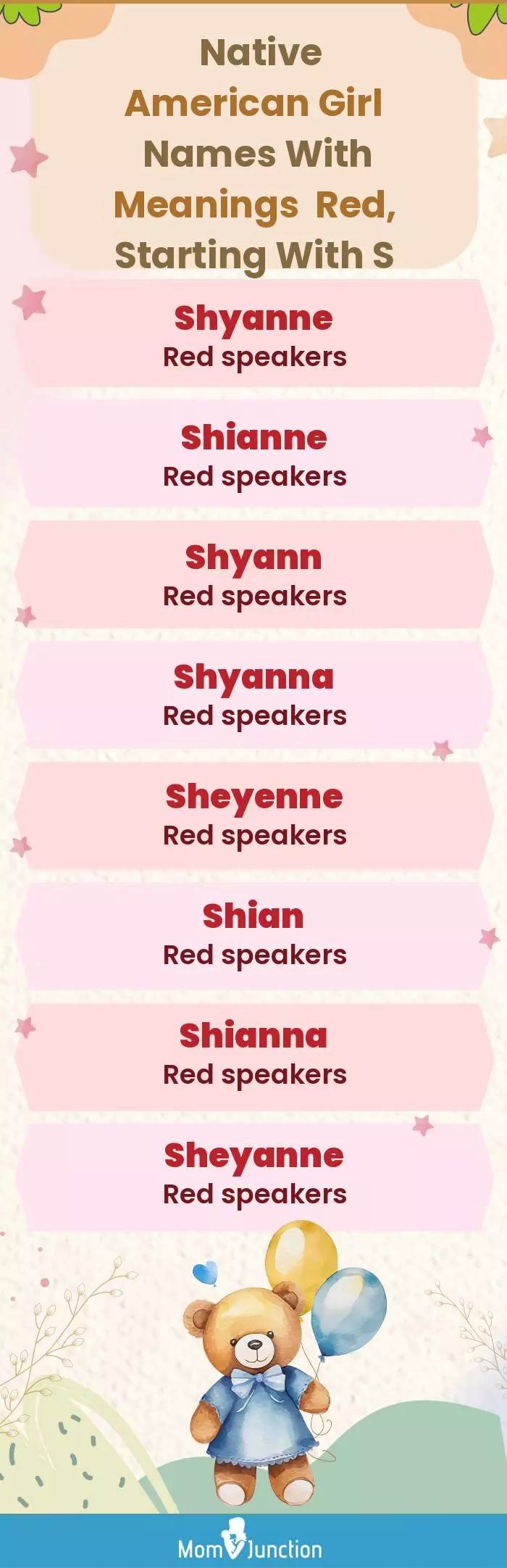  Native American Girl Names with Meanings Red, Starting With S(infographic)