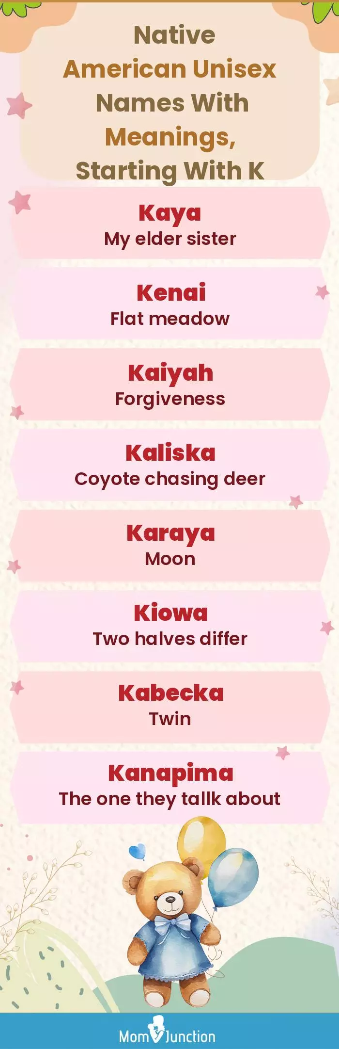  Native American Unisex Names with Meanings, Starting With K(infographic)