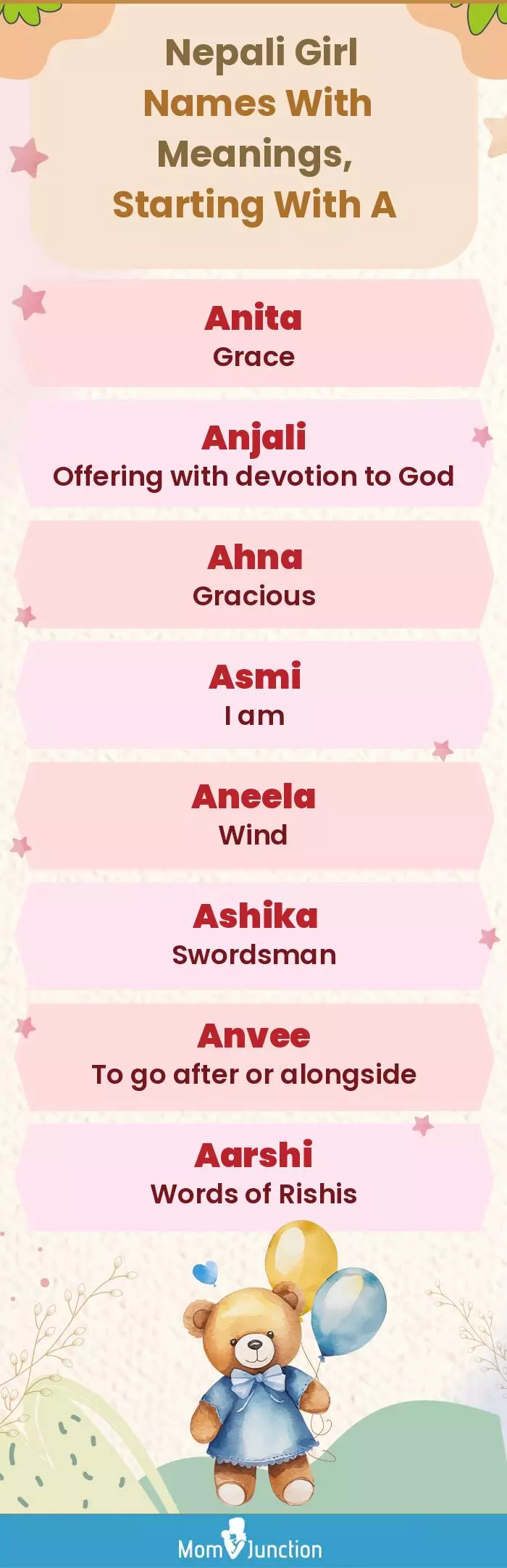  Nepali Girl Names with Meanings, Starting With A(infographic)