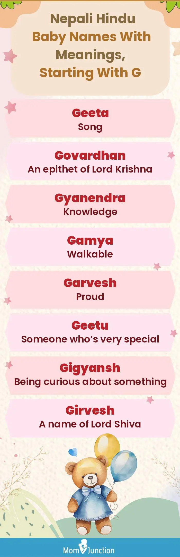  Nepali Hindu Baby Names with Meanings, Starting With G(infographic)