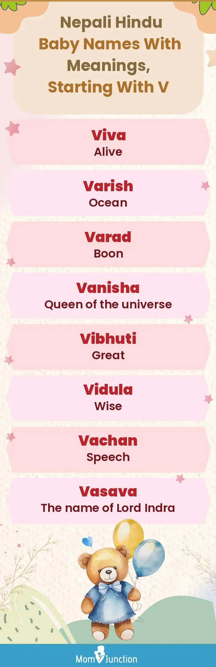  Nepali Hindu Baby Names with Meanings, Starting With V(infographic)