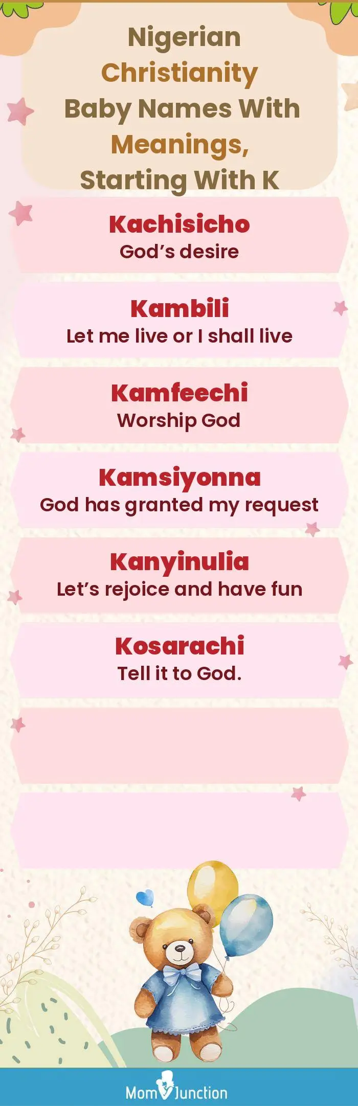  Nigerian Christianity Baby Names with Meanings, Starting With K(infographic)