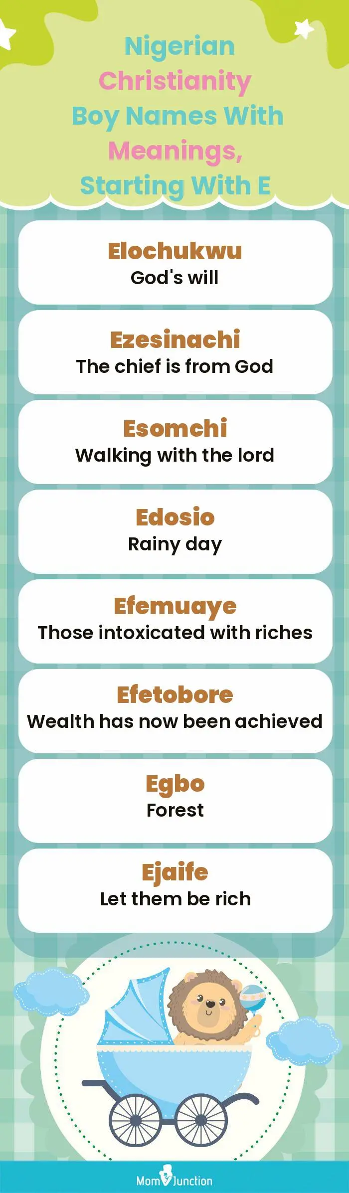  Nigerian Christianity Boy Names with Meanings, Starting With E(infographic)