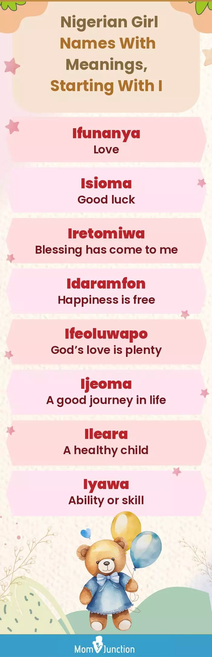  Nigerian Girl Names with Meanings, Starting With I(infographic)