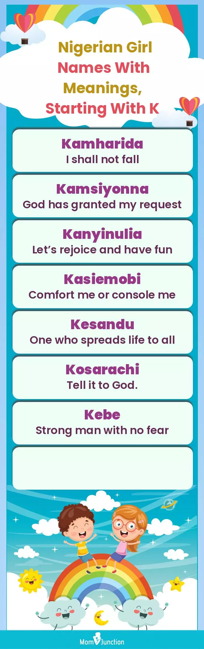  Nigerian Girl Names with Meanings, Starting With K(infographic)