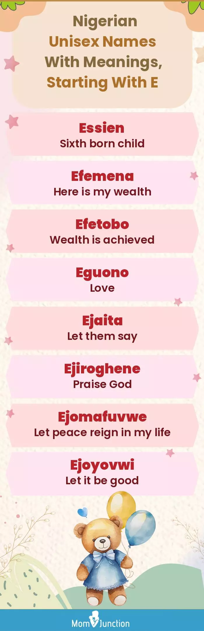  Nigerian Unisex Names with Meanings, Starting With E(infographic)