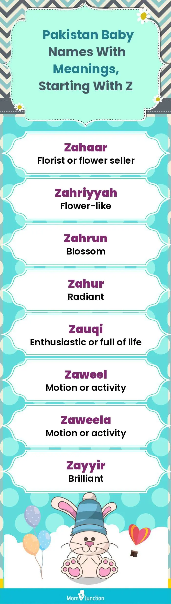  Pakistan Baby Names with Meanings, Starting With Z(infographic)