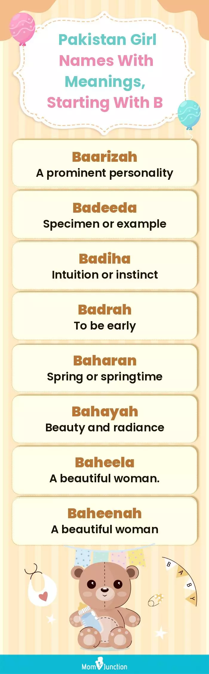  Pakistan Girl Names with Meanings, Starting With B(infographic)