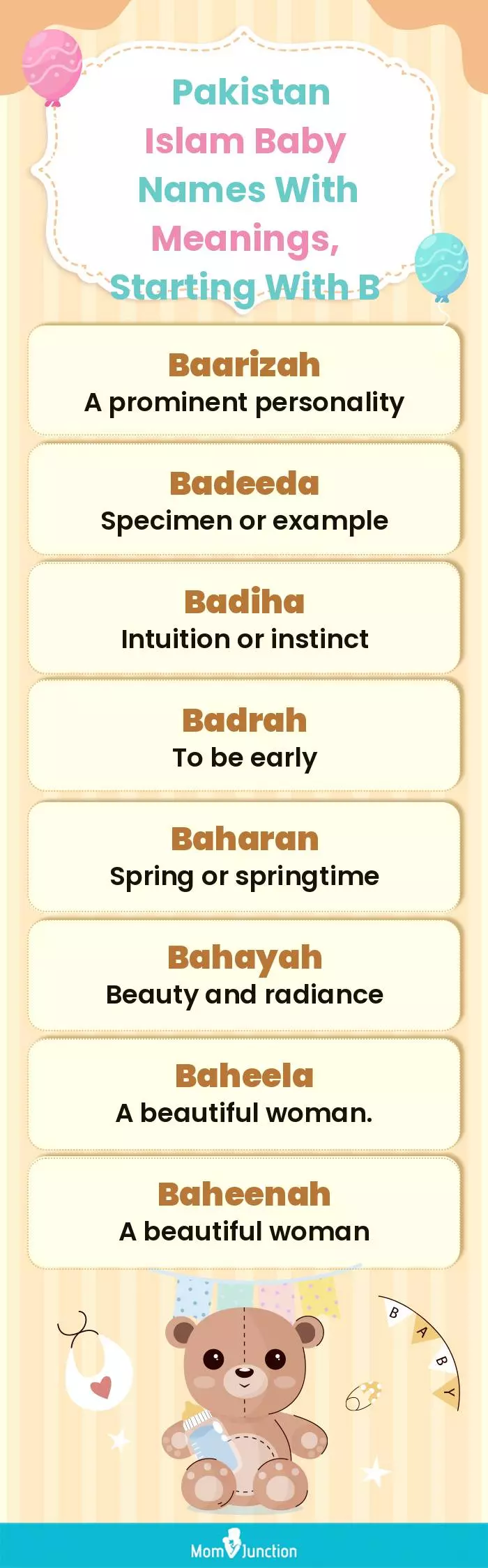  Pakistan Islam Baby Names with Meanings, Starting With B(infographic)