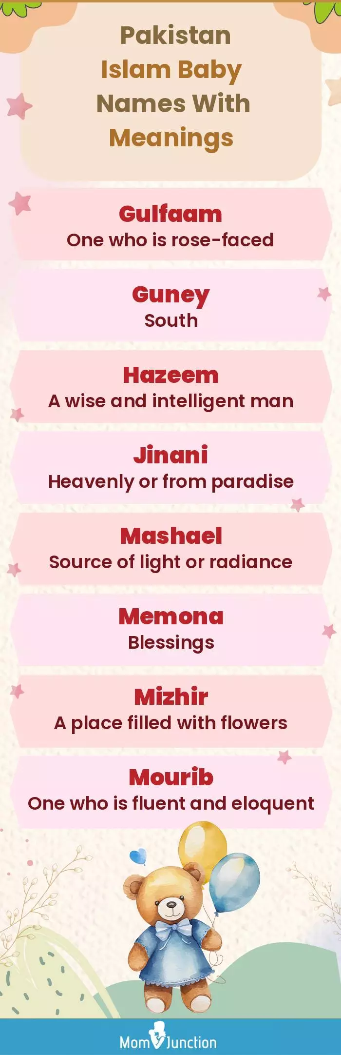  Pakistan Islam Baby Names with Meanings(infographic)