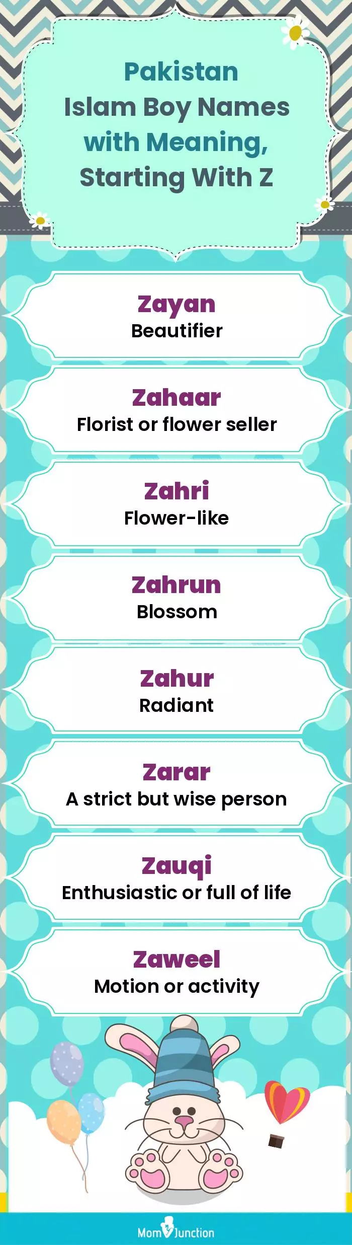  Pakistan Islam Boy Names with Meaning, Starting With Z(infographic)