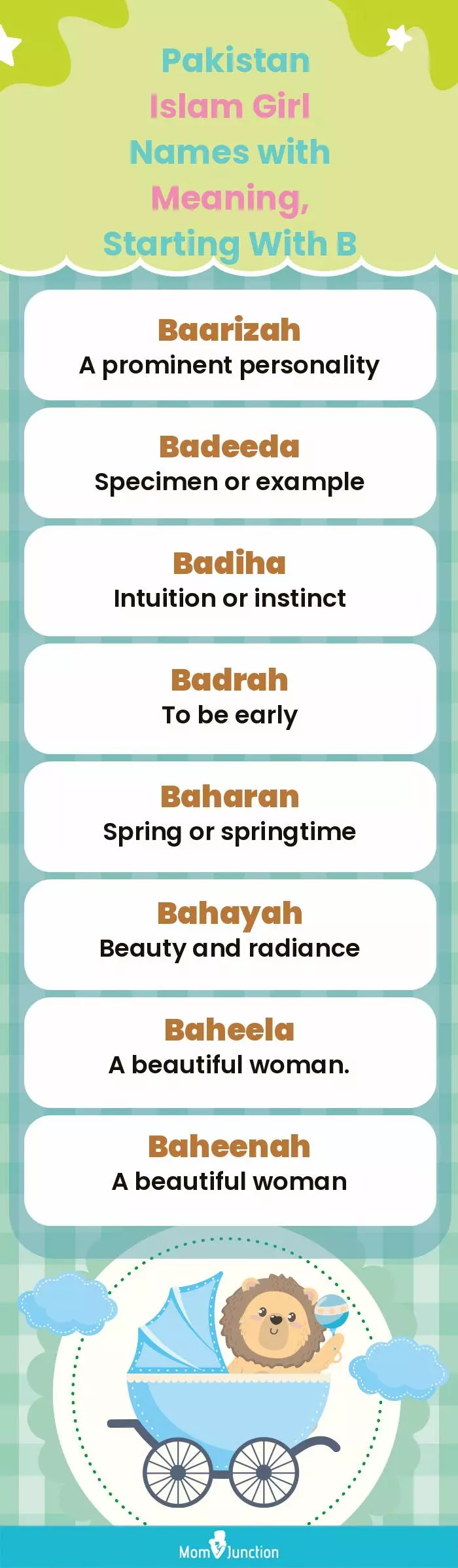  Pakistan Islam Girl Names with Meaning, Starting With B(infographic)