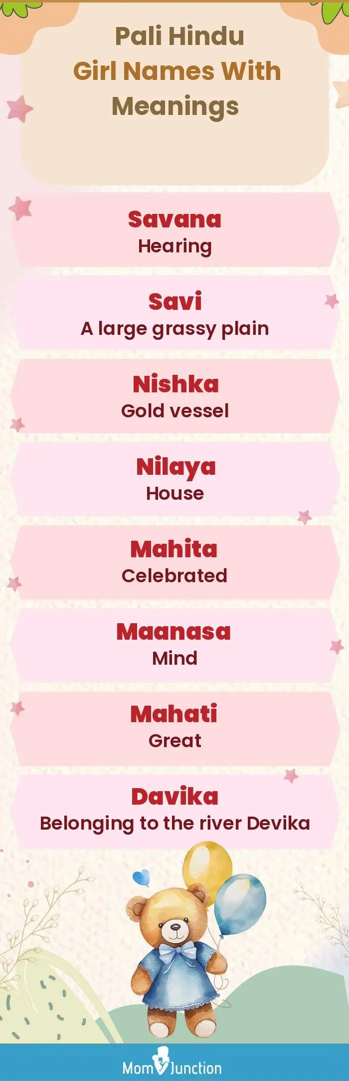Pali Hindu Girl Names with Meanings(infographic)