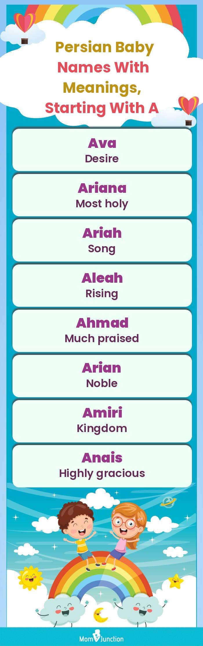  Persian Baby Names with Meanings, Starting With A(infographic)