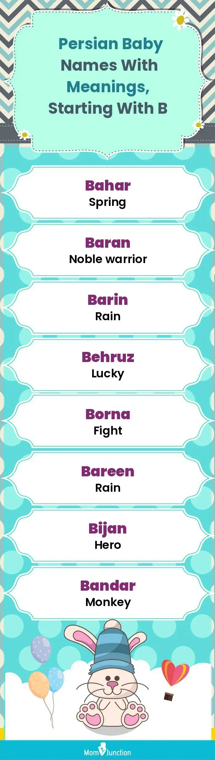  Persian Baby Names with Meanings, Starting With B(infographic)