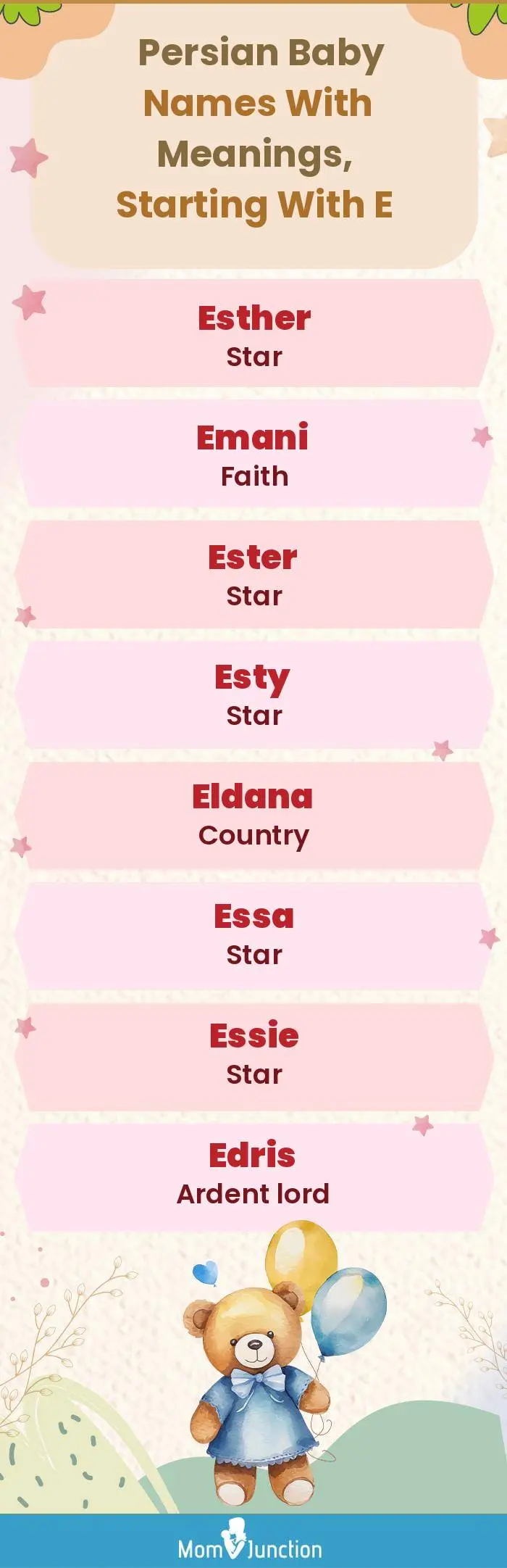  Persian Baby Names with Meanings, Starting With E(infographic)