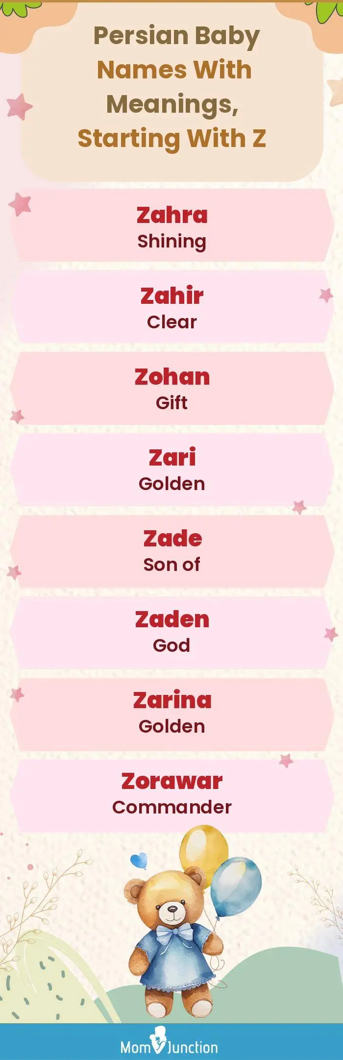  Persian Baby Names with Meanings, Starting With Z(infographic)