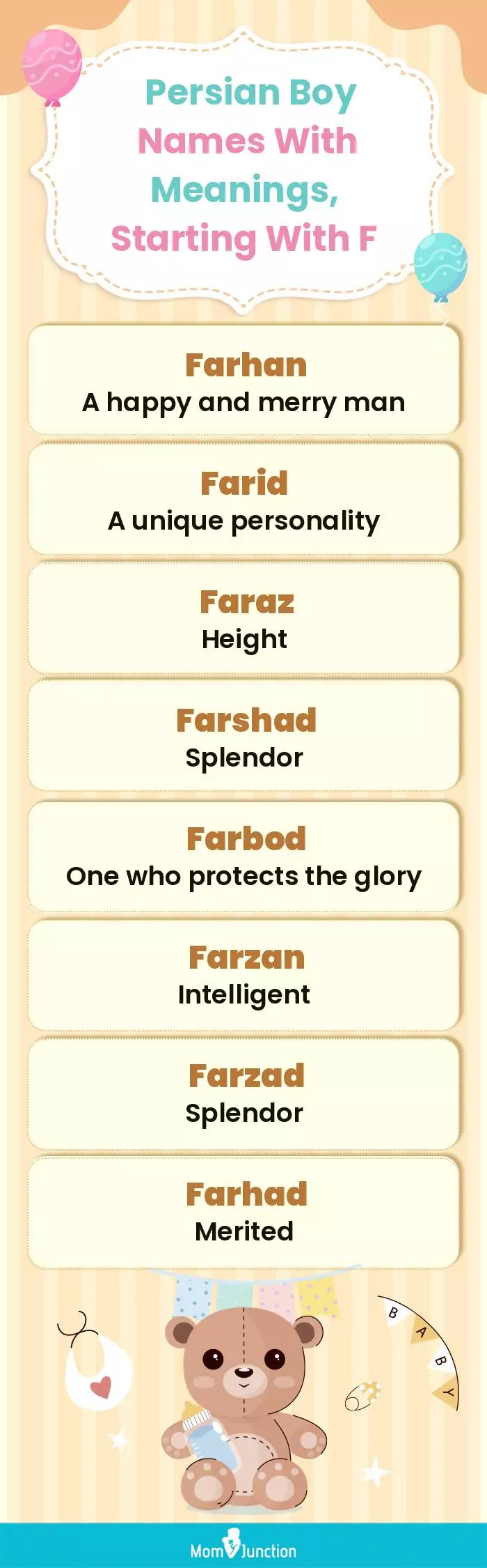  Persian Boy Names with Meanings, Starting With F(infographic)