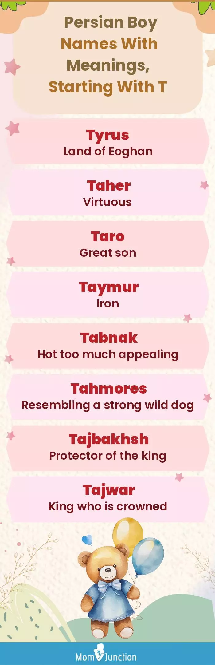  Persian Boy Names with Meanings, Starting With T(infographic)