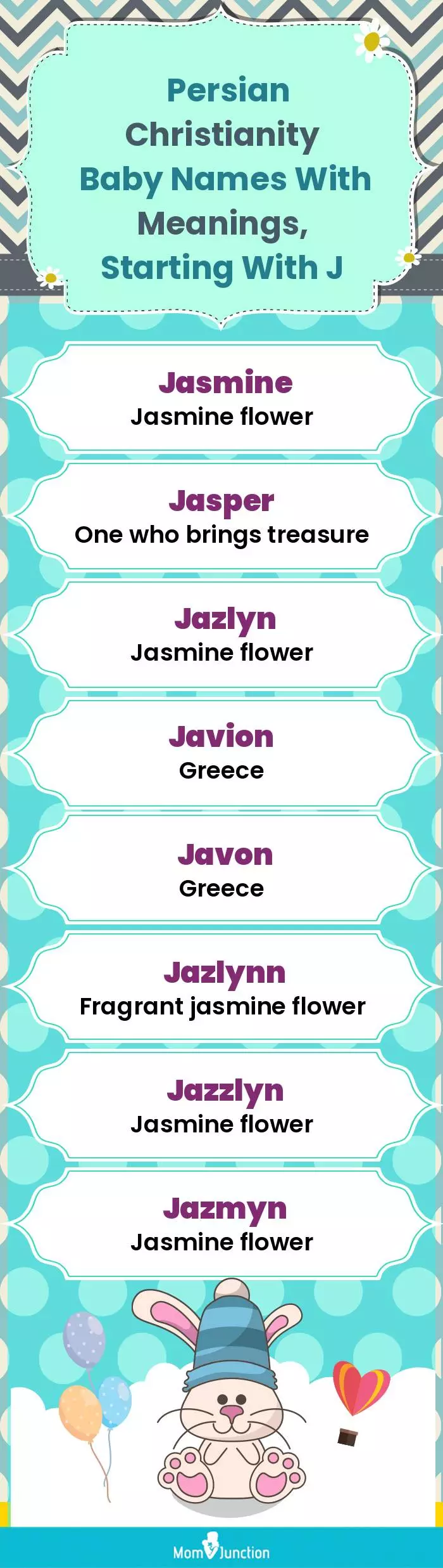 Persian Christianity Baby Names with Meanings, Starting With J(infographic)