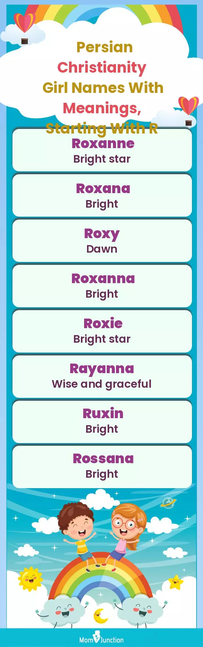 Persian Christianity Girl Names with Meanings, Starting With R(infographic)