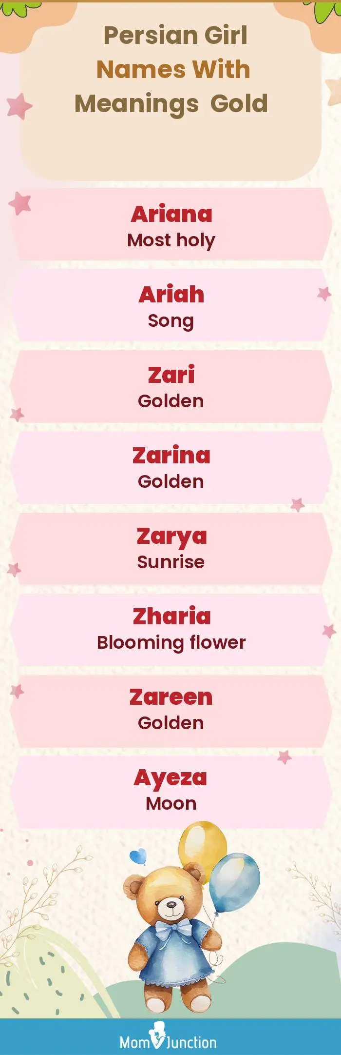  Persian Girl Names with Meanings Gold(infographic)