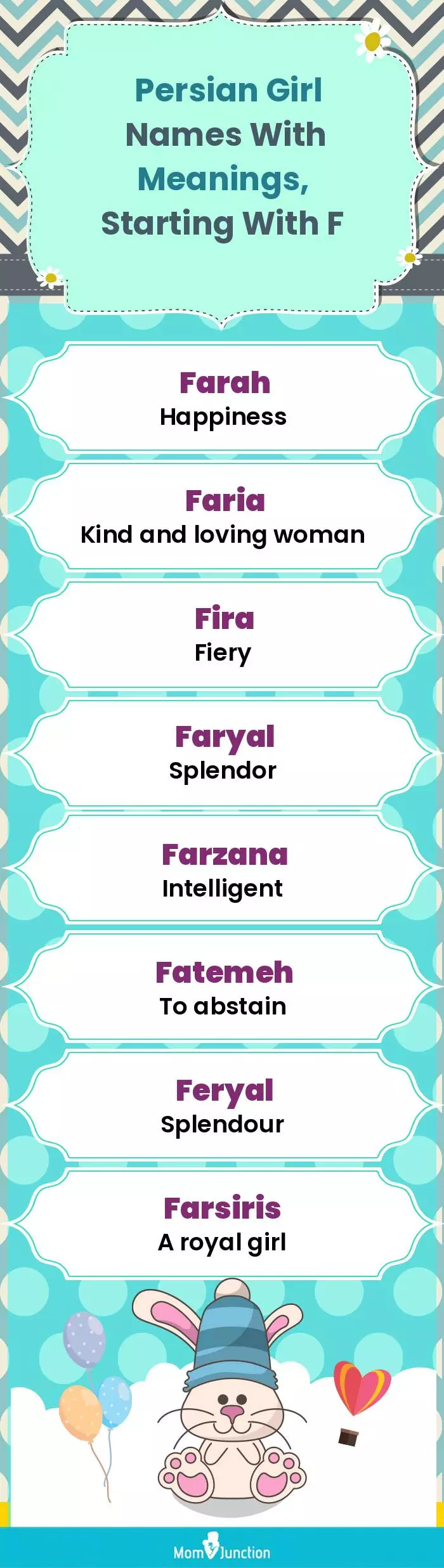  Persian Girl Names with Meanings, Starting With F(infographic)