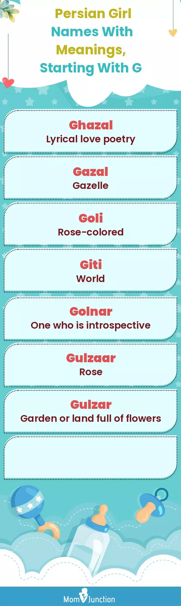  Persian Girl Names with Meanings, Starting With G(infographic)