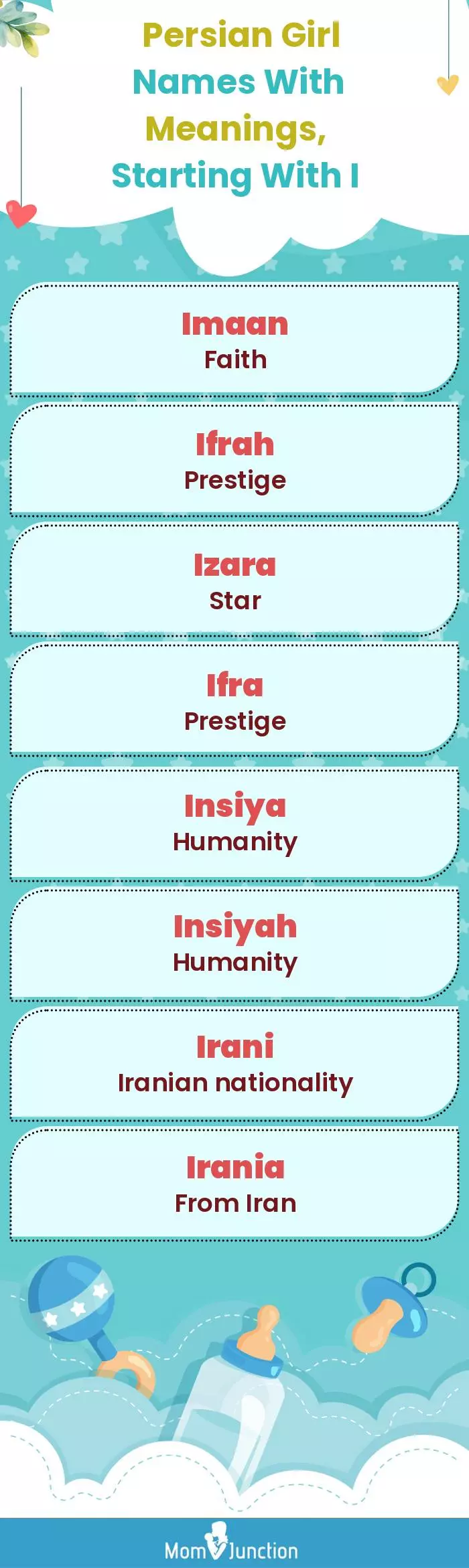  Persian Girl Names with Meanings, Starting With I(infographic)