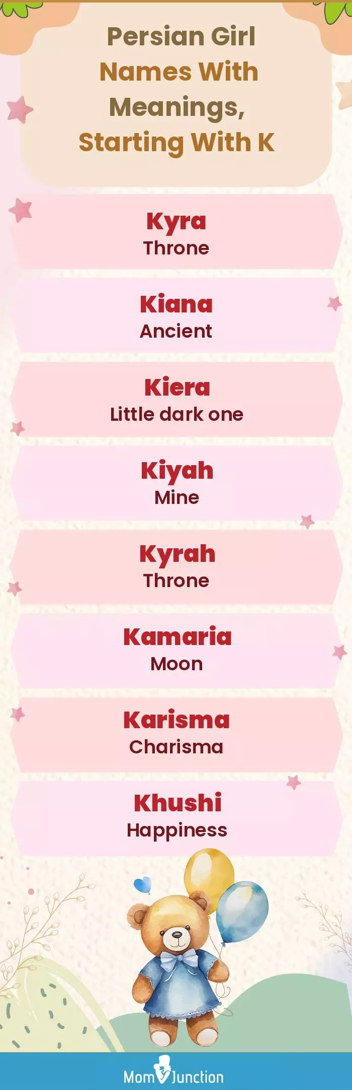  Persian Girl Names with Meanings, Starting With K(infographic)