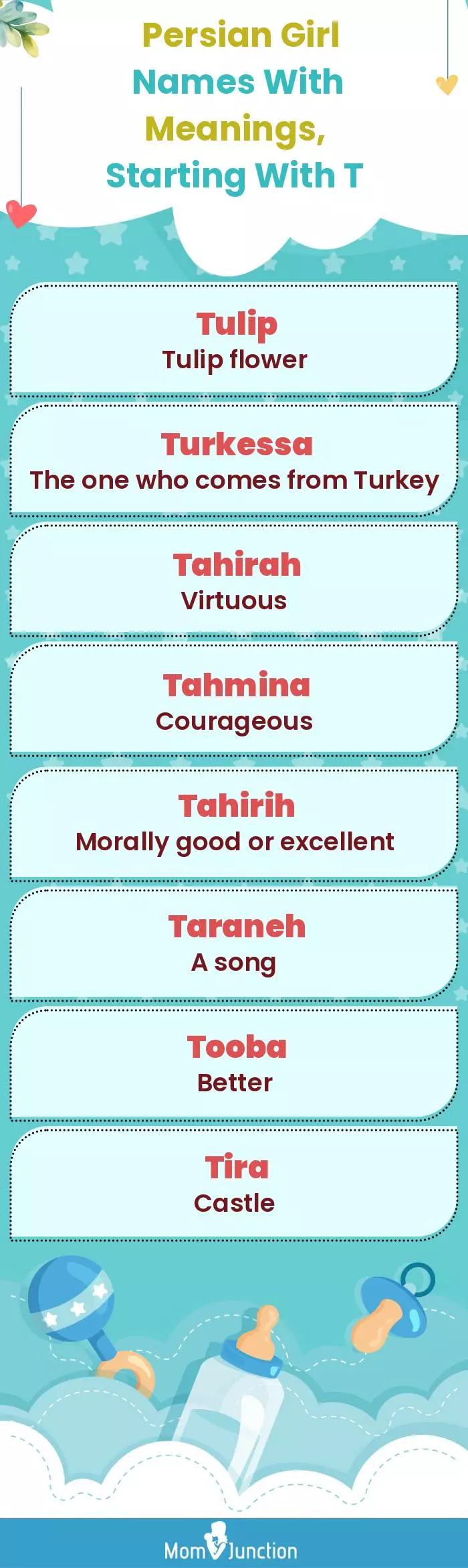  Persian Girl Names with Meanings, Starting With T(infographic)