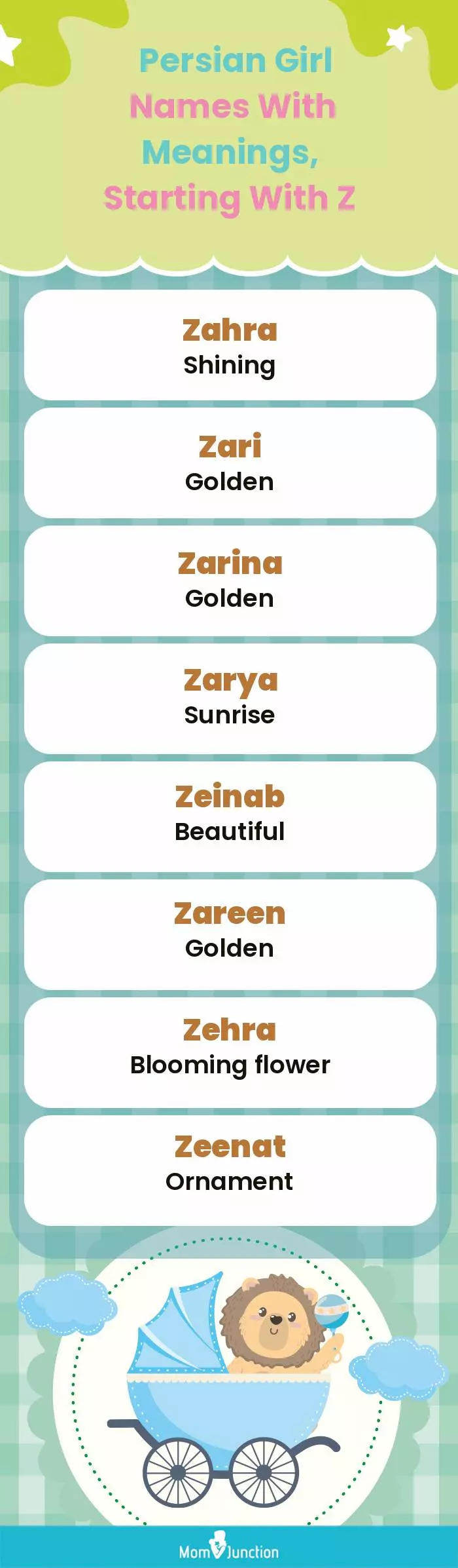  Persian Girl Names with Meanings, Starting With Z(infographic)