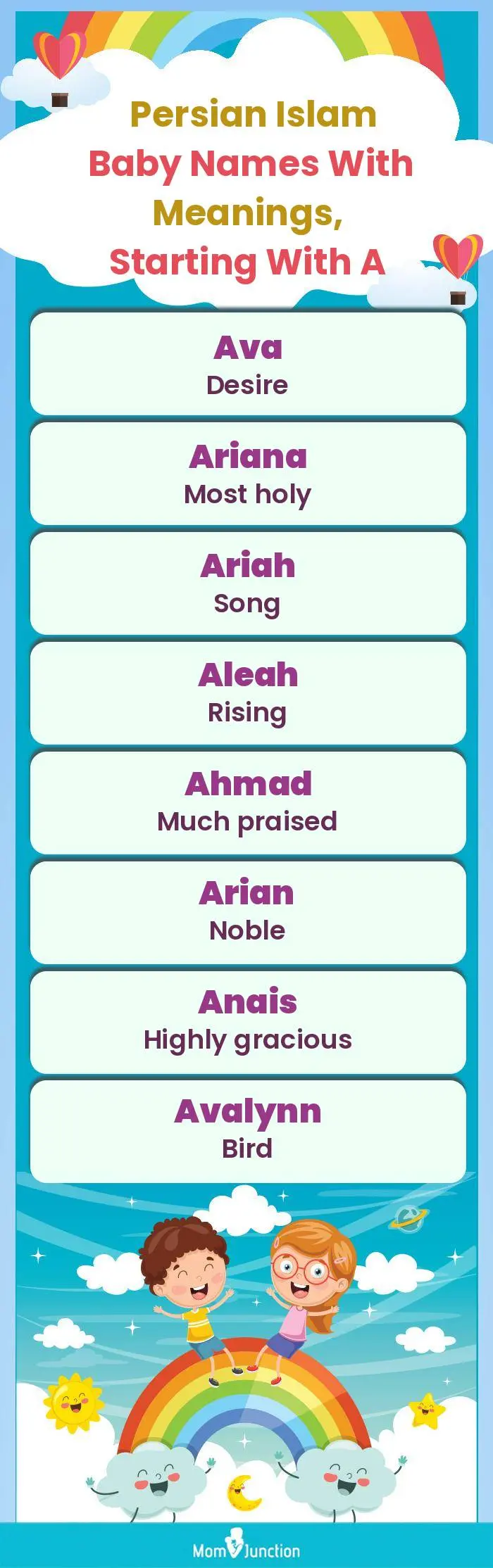  Persian Islam Baby Names with Meanings, Starting With A(infographic)