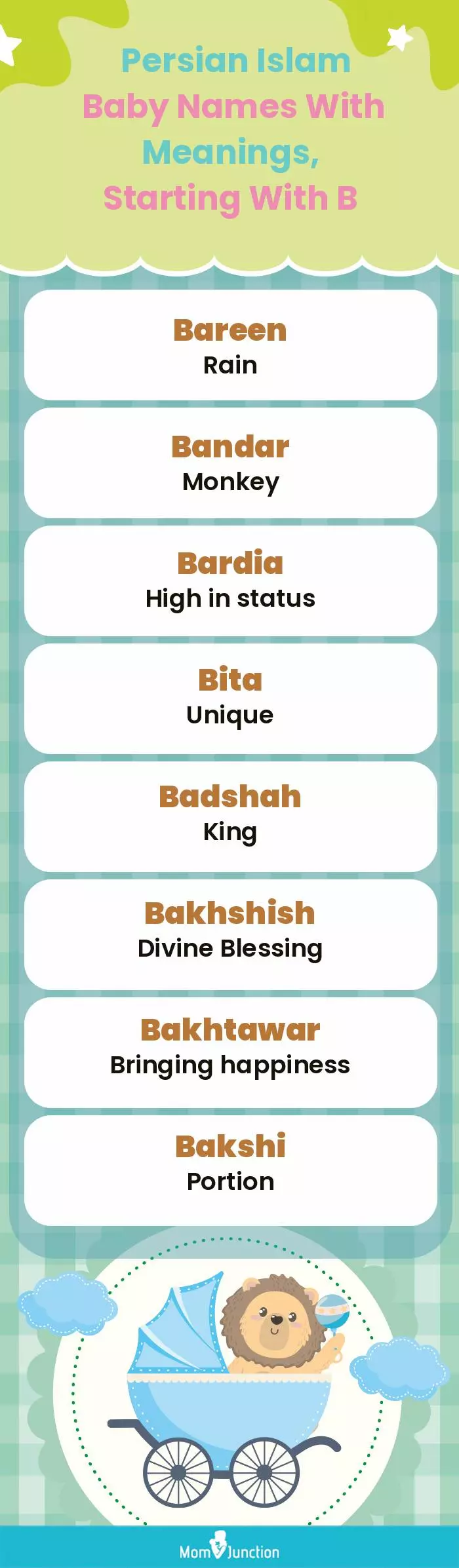  Persian Islam Baby Names with Meanings, Starting With B(infographic)