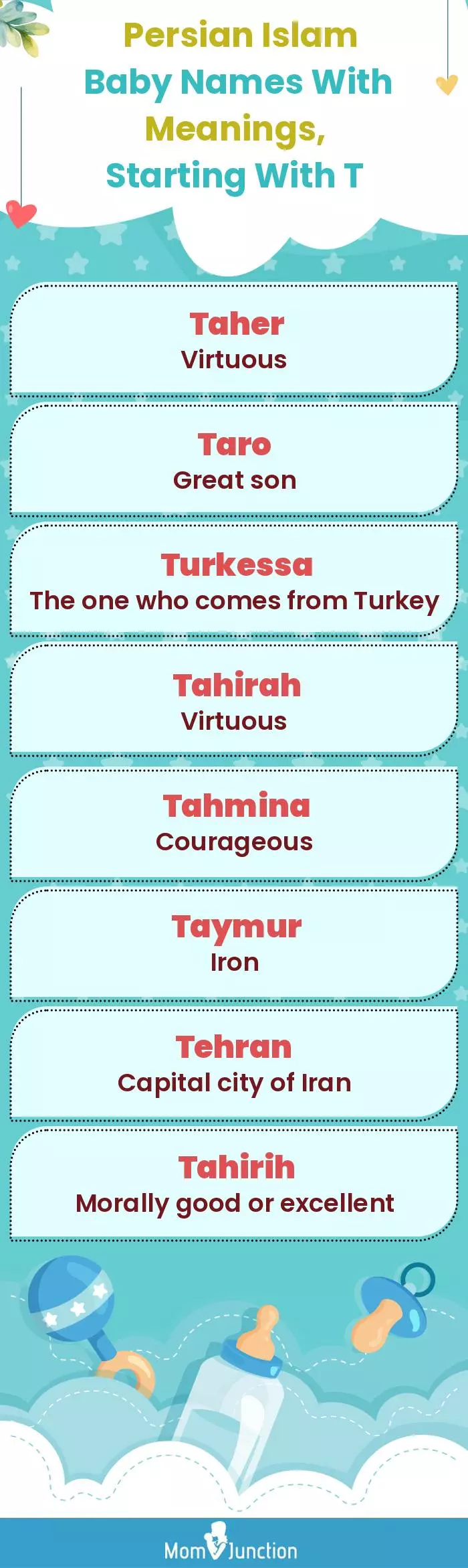  Persian Islam Baby Names with Meanings, Starting With T(infographic)