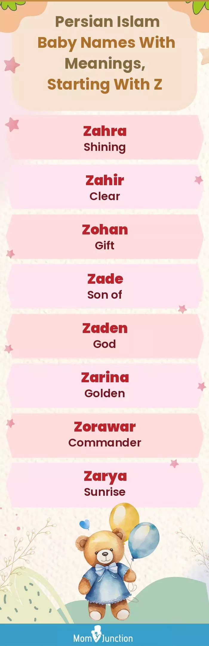  Persian Islam Baby Names with Meanings, Starting With Z(infographic)