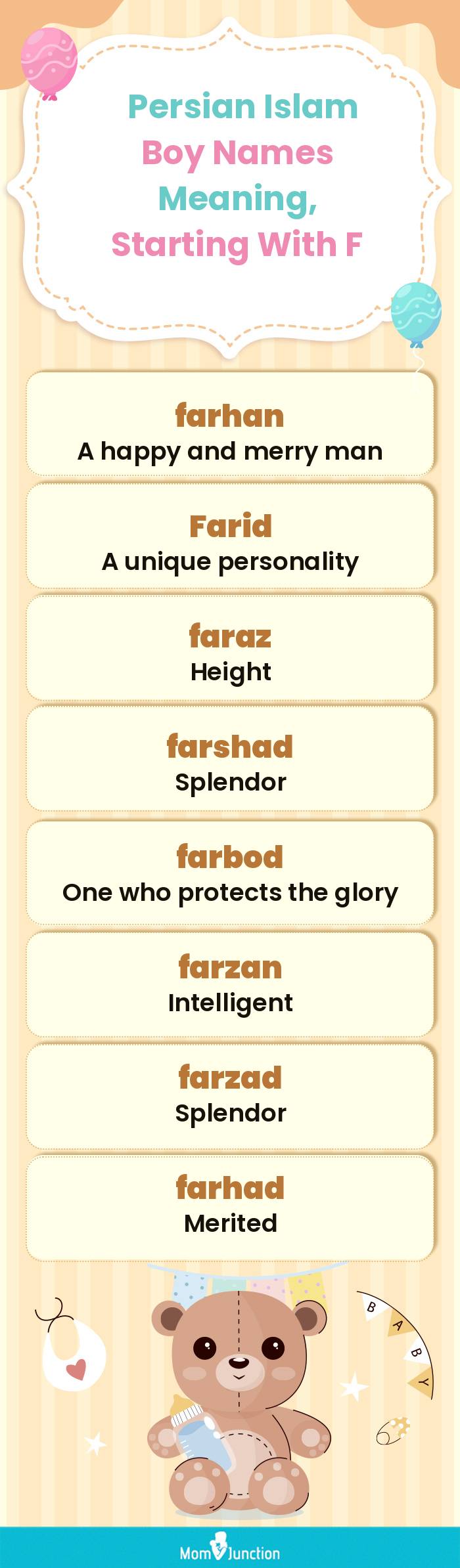  Persian Islam Boy Names Meaning, Starting With F(infographic)