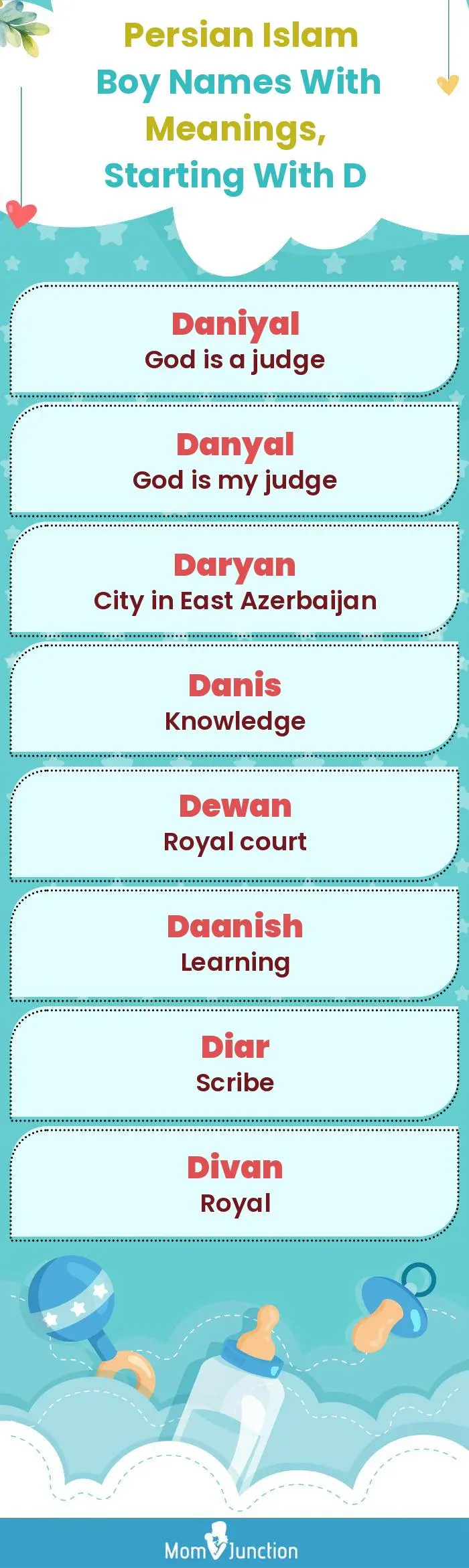  Persian Islam Boy Names with Meanings, Starting With D(infographic)