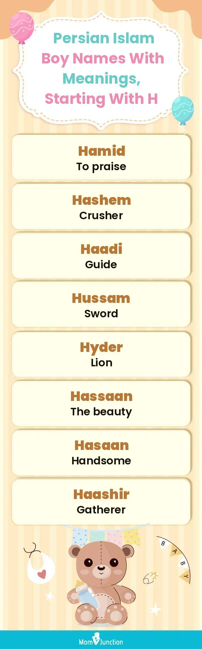  Persian Islam Boy Names with Meanings, Starting With H(infographic)