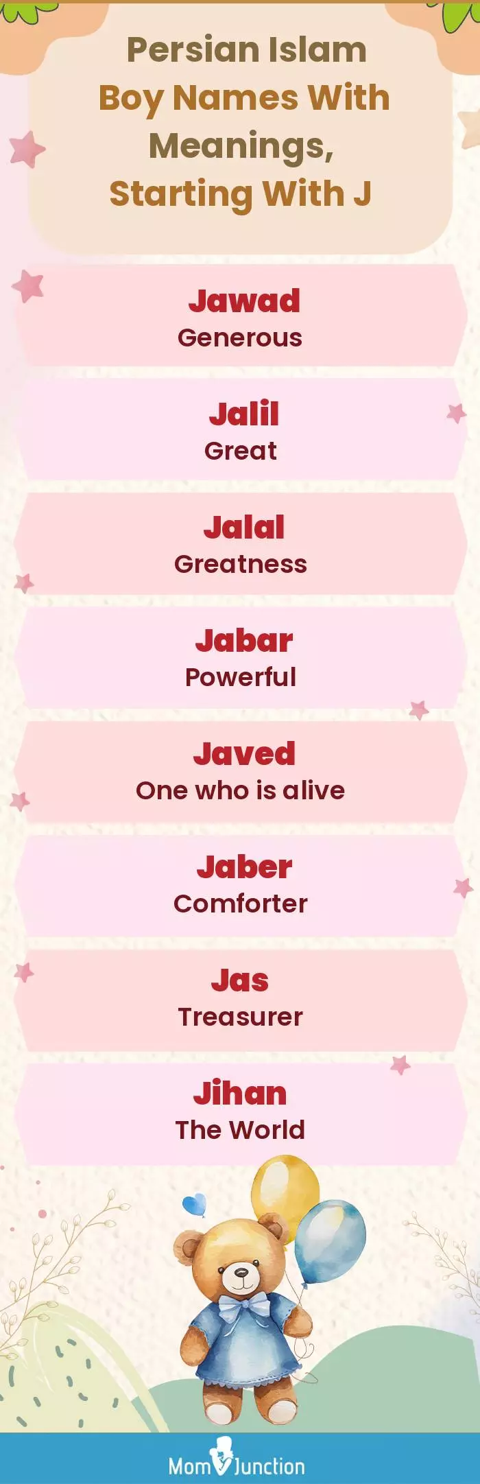  Persian Islam Boy Names with Meanings, Starting With J(infographic)