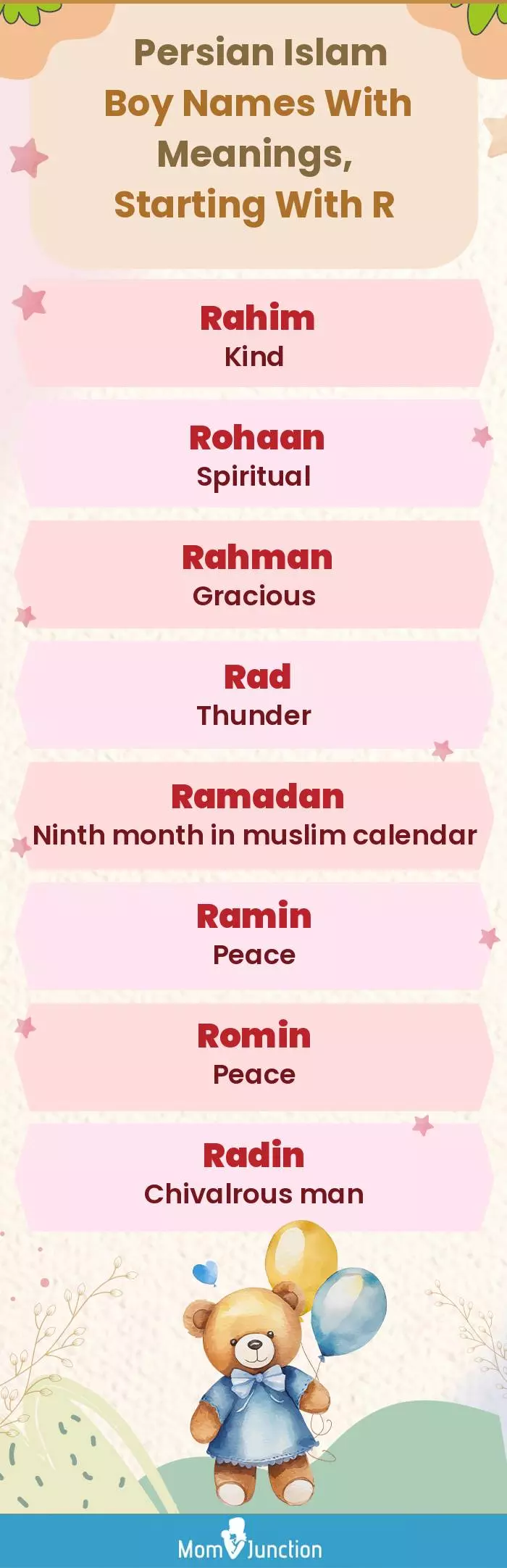  Persian Islam Boy Names with Meanings, Starting With R(infographic)