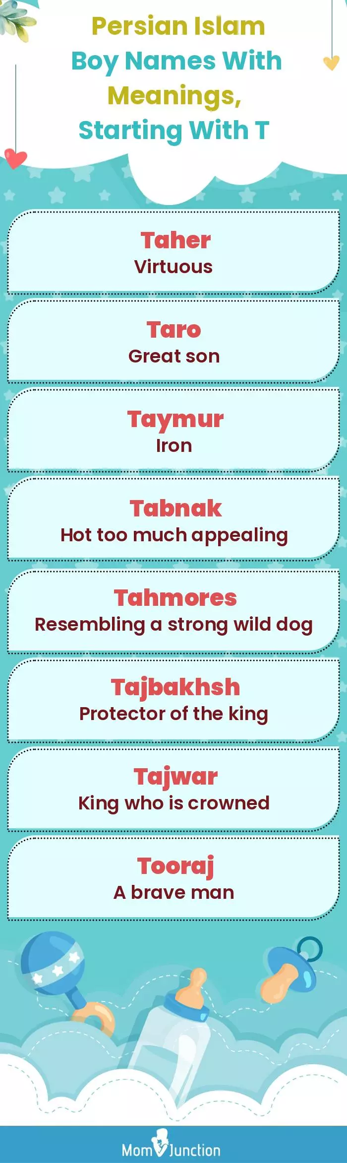  Persian Islam Boy Names with Meanings, Starting With T(infographic)